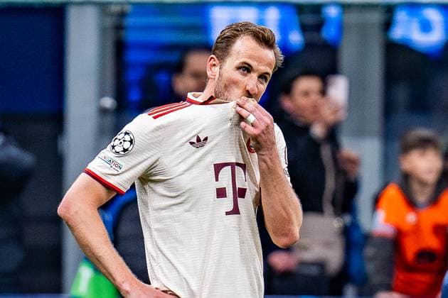 16.04.2025, Inter Mailand vs. FC Bayern München, UEFA Champions League, Viertelfinale-Rückspiel Harry Kane (FC Bayern Muenchen, 9) unzufrieden unglücklich genervt sauer traurig Mimik Gestik Copyright: xBahhoxKarax
