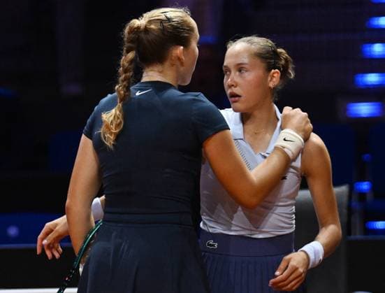 Porsche Tennis Grand Prix 2025 in Stuttgart, 16.04.2025 Mirra Andreeva (RUS) Erika Andreeva (RUS) Porsche Tennis Grand Prix 2025