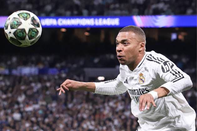Sport Themen der Woche KW16 Sport Bilder des Tages Fußball, CL, Real Madrid - FC Arsenal UEFA Champions League soccer match Real Madrid vs Arsenal at Santiago Bernabeu stadium in Madrid. Spain 16 April 2025 Kylian Mbappe 900 Cordon Press  900 CordonxPress LOF - Real Madrid vs Arsenal