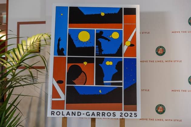 Paris 17.04.2025 Pressekonferenz French Open 2025 Roland-Garros v.l., Symbolfoto, Symbolbild: Plakat Roland Garros 2025 Copyright: HMBxMedia AntonioxBorga