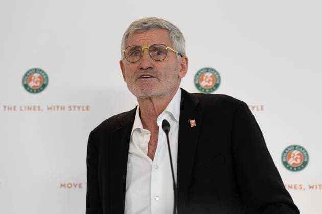 Paris 17.04.2025 Pressekonferenz French Open 2025 Roland-Garros v.l., Gilles Moretton im Gespräch mit den Journalisten, Roland Garros 2025 Copyright: HMBxMedia AntonioxBorga