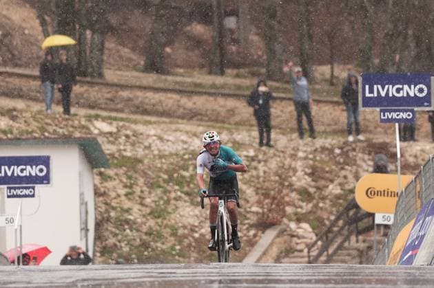 CALLEJAS SANTOS Edison Alejandro stage winner during the Giro d™Abruzzo, stage 3 from San Demetrio ne Vestini to Roccaraso (Aremogna) (160 km) - Abruzzo - Thursday, April 17, 2025. - cycling .  Copyright: xMassimoxPaolone LaPressex
