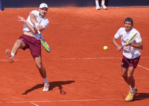 Jakob Schnaitter (umgedrehte Kappe), Mark Wallner, Herren Doppel, Men s Doubles Tennis - BMW Open 2025 - ATP, Tennis Herren 500 - MTTC Iphitos - Munich - - Germany - 17 April 2025. Copyright: xJuergenxHasenkopfx