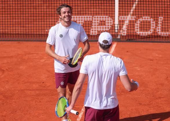 Jakob Schnaitter (umgedrehte Kappe), Mark Wallner, Herren Doppel, Men s Doubles Tennis - BMW Open 2025 - ATP, Tennis Herren 500 - MTTC Iphitos - Munich - - Germany - 17 April 2025. Copyright: xJuergenxHasenkopfx