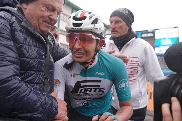 CALLEJAS SANTOS Edison Alejandro stage winner during the Giro d™Abruzzo, stage 3 from San Demetrio ne Vestini to Roccaraso (Aremogna) (160 km) - Abruzzo - Thursday, April 17, 2025. - cycling .  Copyright: xMarcoxAlpozzi LaPressex
