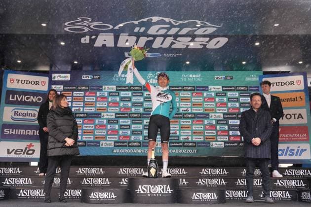 CALLEJAS SANTOS Edison Alejandro stage winner during the Giro d™Abruzzo, stage 3 from San Demetrio ne Vestini to Roccaraso (Aremogna) (160 km) - Abruzzo - Thursday, April 17, 2025. - cycling .  Copyright: xMassimoxPaolone LaPressex
