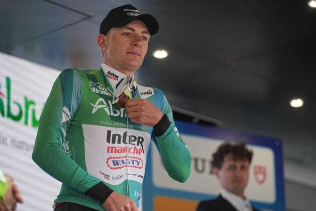 ZIMMERMANN Georg BiancoVerdeBlu jersey during the Giro d™Abruzzo, stage 3 from San Demetrio ne Vestini to Roccaraso (Aremogna) (160 km) - Abruzzo - Thursday, April 17, 2025. - cycling .  Copyright: xMarcoxAlpozzi LaPressex