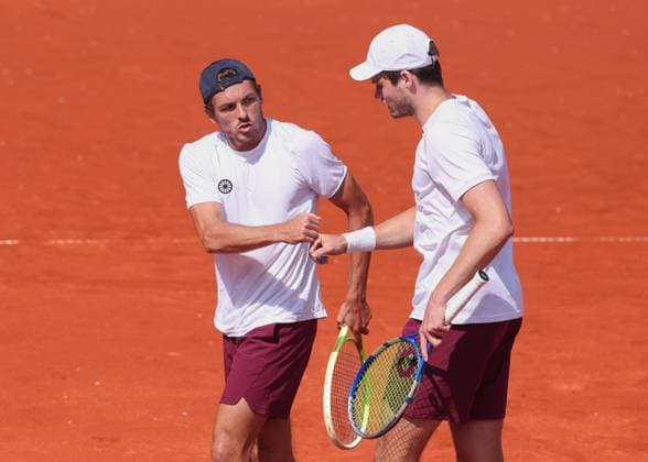 Jakob Schnaitter (umgedrehte Kappe), Mark Wallner, Herren Doppel, Men s Doubles Tennis - BMW Open 2025 - ATP, Tennis Herren 500 - MTTC Iphitos - Munich - - Germany - 17 April 2025. Copyright: xJuergenxHasenkopfx