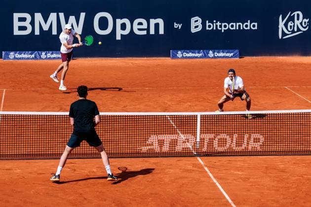 BMW Open München ATP, Tennis Herren 500; 17.04.2025 Jakob Schnaitter (Deutschland) und Mark Wallner (Deutschland) im Doppel gegen Justin Engel (Deutschland) und Max Hans Rehberg (Deutschland) BMW Open by Bitpanda München ATP 500: Tag 6, München, MTTC Iphitos am 17.04.2025 Copyright: xBEAUTIFULxSPORTS Wunderlx
