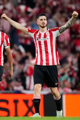 Athletic Club v Rangers FC - UEFA Europa League 2024 25 Quarter Final Second Leg Oihan Sancet attacking midfield of Athletic Club and Spain celebrates after scoring his sides first goal during the UEFA Europa League 2024 25 Quarter Final Second Leg match between Athletic Club and Rangers FC at Estadio de San Mames on April 17, 2025 in Bilbao, Spain. Bilbao Spain  Copyright: xJosexBretonx originalFilename:bretonhernandez-athletic250417_npKv9.jpg