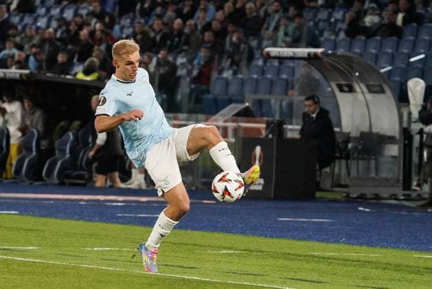 Gustav Isaksen during quarter finals of the UEFA Europa League between S.S. Lazio VS Fotballklubben Bodo Glimt on 17 April 2025 at the Olympic Stadium, Rome, italy  Copyright: xStefanoxDÂ offizi IPAxSportx xipa-agency.netx xx IPA_56606720 IPA_Agency_IPA56606720