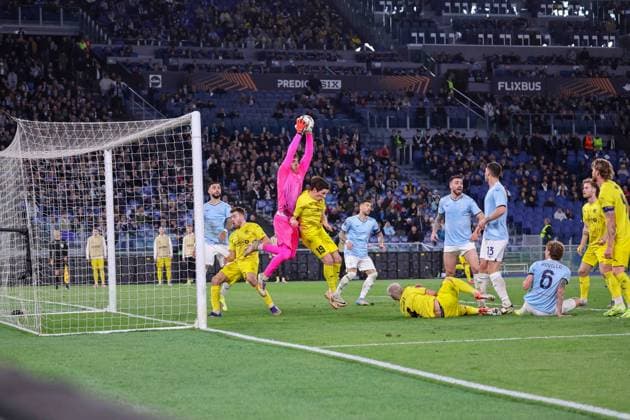 UEFA Europa League Football Match - 2024 25 Lazio vs Bodo Glimt 17 04 2025 Rome, Stadio Olimpico, football match valid for UEFA Europa League 2024 24 between SS Lazio vs SSC vs FC Bodo Glimt In photo: Christos Mandas of SS Lazio ROMA Stadium Olimpic Lazio ITALY Copyright: xFABIOxSASSO FPAxFabioxSasso FPAx Lazio Bodo Glimt2025_04_17Fabio Sasso0572