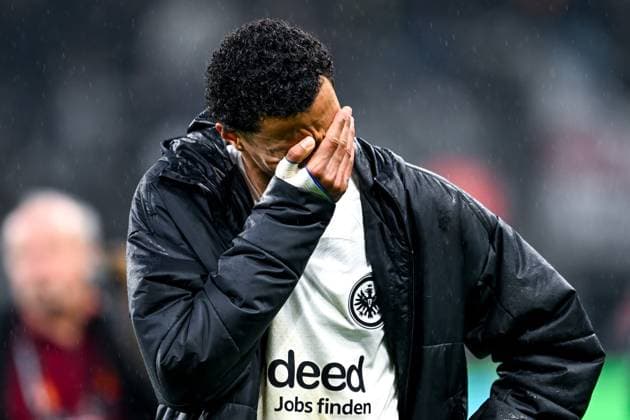 Hugo Ekitike (Eintracht Frankfurt, 11) ist enttauescht, GER, Eintracht Frankfurt vs. Tottenham Hotspur, Fussball, UEFA Europa League, Viertelfinale, Saison 2024 2025, 17.04.2025. GER, Eintracht Frankfurt vs. Tottenham Hotspur, Fussball, UEFA Europa League, Viertelfinale, Saison 2024 2025, 17.04.2025. Frankfurt Copyright: xEibner-Pressefoto FlorianxWiegandx EP_FWD