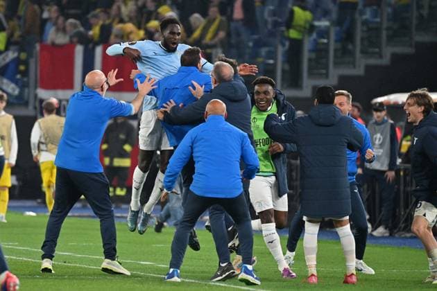 Foto IPP Felice De Martino Roma 17 04 2025 Calcio Europa League 2024-2025 Quarti partita di ritorno Lazio - Bodo Glimt Nella foto: Esultanza dopo il gol di Boulaye Dia del 3 a 0 per la Lazio Italy Photo Press World Copyright Roma italy Italia ITALY  Copyright: xR4924_italyphotopressx