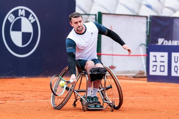 BMW Open München ATP, Tennis Herren 500; 18.04.2025 Allianz Para Trophy Joachim Gerard (Belgien) im Match gegen Alfie Hewett (Grossbritannien) BMW Open by Bitpanda München ATP 500: Tag 7, München, MTTC Iphitos am 18.04.2025 Copyright: xBEAUTIFULxSPORTS Wunderlx