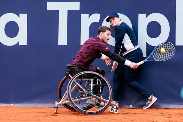 BMW Open München ATP, Tennis Herren 500; 18.04.2025 Allianz Para Trophy Alfie Hewett (Grossbritannien) im Match gegen Joachim Gerard (Belgien) BMW Open by Bitpanda München ATP 500: Tag 7, München, MTTC Iphitos am 18.04.2025 Copyright: xBEAUTIFULxSPORTS Wunderlx