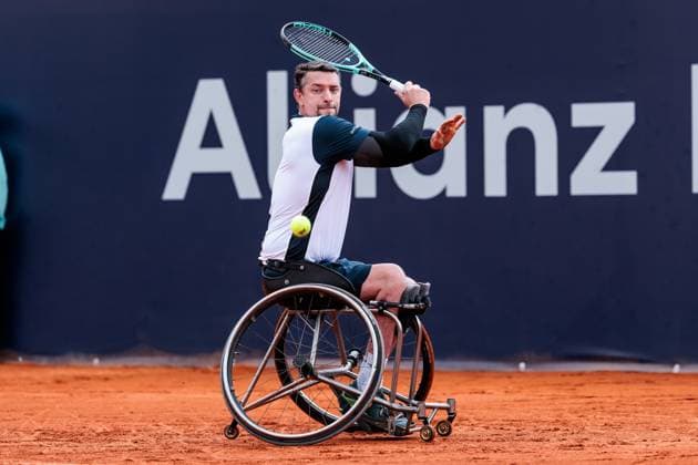 BMW Open München ATP, Tennis Herren 500; 18.04.2025 Allianz Para Trophy Joachim Gerard (Belgien) im Match gegen Alfie Hewett (Grossbritannien) BMW Open by Bitpanda München ATP 500: Tag 7, München, MTTC Iphitos am 18.04.2025 Copyright: xBEAUTIFULxSPORTS Wunderlx