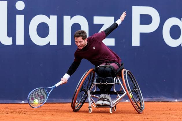 BMW Open München ATP, Tennis Herren 500; 18.04.2025 Allianz Para Trophy Alfie Hewett (Grossbritannien) im Match gegen Joachim Gerard (Belgien) BMW Open by Bitpanda München ATP 500: Tag 7, München, MTTC Iphitos am 18.04.2025 Copyright: xBEAUTIFULxSPORTS Wunderlx
