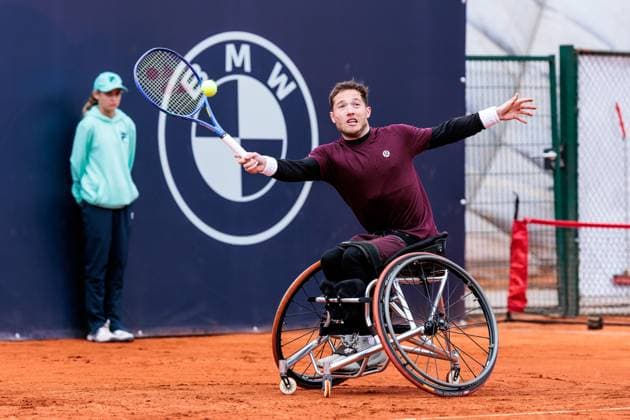 BMW Open München ATP, Tennis Herren 500; 18.04.2025 Allianz Para Trophy Alfie Hewett (Grossbritannien) im Match gegen Joachim Gerard (Belgien) BMW Open by Bitpanda München ATP 500: Tag 7, München, MTTC Iphitos am 18.04.2025 Copyright: xBEAUTIFULxSPORTS Wunderlx