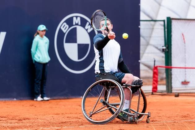 BMW Open München ATP, Tennis Herren 500; 18.04.2025 Allianz Para Trophy Joachim Gerard (Belgien) im Match gegen Alfie Hewett (Grossbritannien) BMW Open by Bitpanda München ATP 500: Tag 7, München, MTTC Iphitos am 18.04.2025 Copyright: xBEAUTIFULxSPORTS Wunderlx