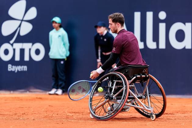BMW Open München ATP, Tennis Herren 500; 18.04.2025 Allianz Para Trophy Alfie Hewett (Grossbritannien) im Match gegen Joachim Gerard (Belgien) BMW Open by Bitpanda München ATP 500: Tag 7, München, MTTC Iphitos am 18.04.2025 Copyright: xBEAUTIFULxSPORTS Wunderlx