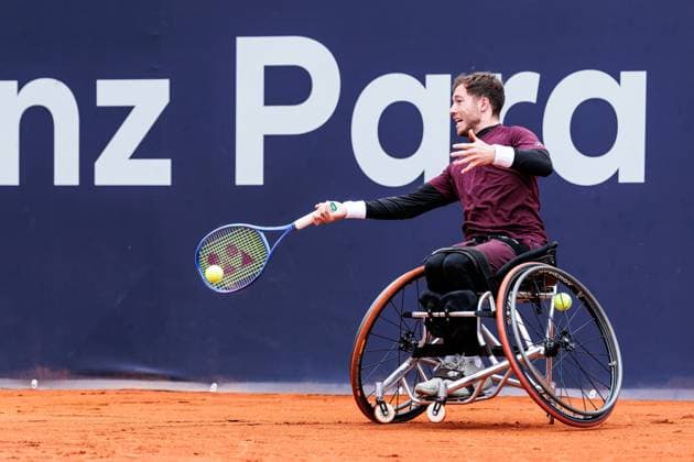 BMW Open München ATP, Tennis Herren 500; 18.04.2025 Allianz Para Trophy Alfie Hewett (Grossbritannien) im Match gegen Joachim Gerard (Belgien) BMW Open by Bitpanda München ATP 500: Tag 7, München, MTTC Iphitos am 18.04.2025 Copyright: xBEAUTIFULxSPORTS Wunderlx