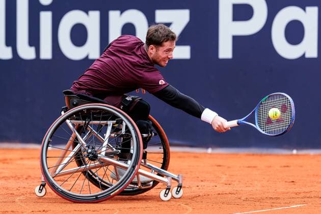 BMW Open München ATP, Tennis Herren 500; 18.04.2025 Allianz Para Trophy Alfie Hewett (Grossbritannien) im Match gegen Joachim Gerard (Belgien) BMW Open by Bitpanda München ATP 500: Tag 7, München, MTTC Iphitos am 18.04.2025 Copyright: xBEAUTIFULxSPORTS Wunderlx