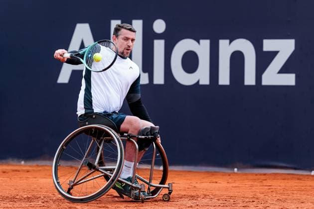 BMW Open München ATP, Tennis Herren 500; 18.04.2025 Allianz Para Trophy Joachim Gerard (Belgien) im Match gegen Alfie Hewett (Grossbritannien) BMW Open by Bitpanda München ATP 500: Tag 7, München, MTTC Iphitos am 18.04.2025 Copyright: xBEAUTIFULxSPORTS Wunderlx
