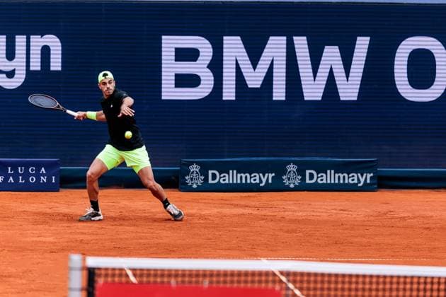 BMW Open München ATP, Tennis Herren 500; 18.04.2025 Francisco Cerundolo (Argentinien) im Match gegen David Goffin (Belgien) BMW Open by Bitpanda München ATP 500: Tag 7, München, MTTC Iphitos am 18.04.2025 Copyright: xBEAUTIFULxSPORTS Wunderlx