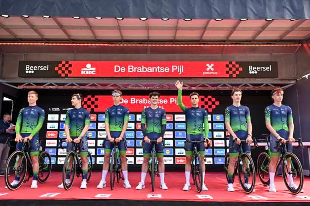 Brabantse Pijl 2025 - Men Elite OVERIJSE, BELGIUM - APRIL 18 : team Novo Nordisk pictured during the 65th edition of the Brabantse Pijl, an UCI individual Road cycling, Rad, Radsport, Strasse race with start in Beersel and finish in Overijse after 162,6 km, organized by Flanders Classics on April 18, 2025 in Overijse, Belgium, 18 04 2025 Overijse Belgium Copyright: xJanxDexMeuleneirx