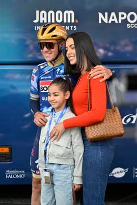 Brabantse Pijl 2025 cycling race OVERIJSE, BELGIUM - APRIL 18 : Evenepoel Remco (BEL) of Soudal - Quick Step and Oumaima Rayane pictured during the 65th edition of the Brabantse Pijl, an UCI individual Road cycling, Rad, Radsport, Strasse race with start in Beersel and finish in Overijse after 162,6 km, organized by Flanders Classics on April 18, 2025 in Overijse, Belgium, 18 04 2025 Overijse Belgium Copyright: xJanxDexMeuleneirx