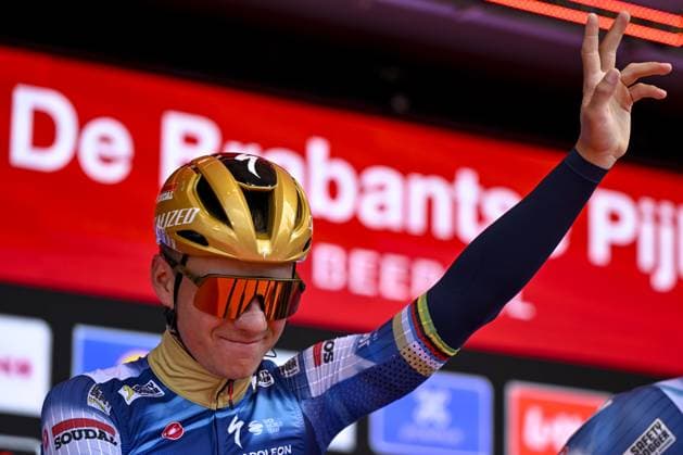 Belgian Remco Evenepoel of Soudal Quick-Step pictured at the start of the men s Brabantse Pijl one day cycling race, 162,5km from Huizingen, Beersel to Overijse on Friday 18 April 2025. TOM GOYVAERTS TomxGoyvaerts  x121141308x