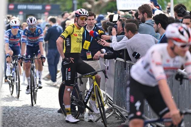 Brabantse Pijl 2025 cycling race OVERIJSE, BELGIUM - APRIL 18 : Van Aert Wout (BEL) of Team Visma - Lease a Bike pictured during the 65th edition of the Brabantse Pijl, an UCI individual Road cycling, Rad, Radsport, Strasse race with start in Beersel and finish in Overijse after 162,6 km, organized by Flanders Classics on April 18, 2025 in Overijse, Belgium, 18 04 2025 Overijse Belgium Copyright: xJanxDexMeuleneirx