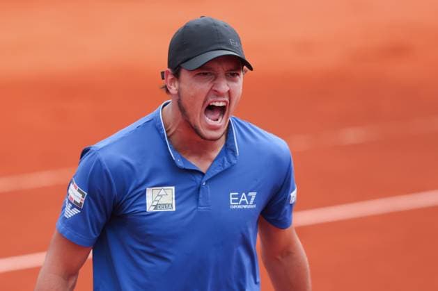 Luciano Darderi (ITA) jubelt nach einem gewonnen Punkt, Emotion, Freude Copyright: xJuergenxHasenkopfx