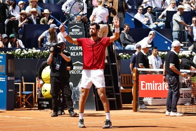 Karen Kachanov (RUS), APRIL18, 2025 - Tennis : Kachanov celebrate after winning singles Quarter-final match against Davidovich Fokin on the Barcelona Open Banc Sabadell tennis tournament at the Real Club de Tenis de Barcelona in Barcelona, Spain. Noxthirdxpartyxsales  (288000475)