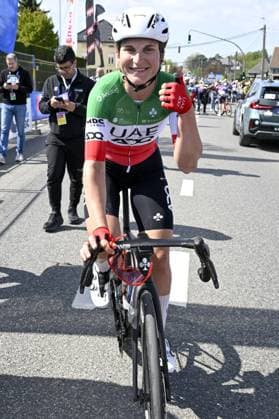Italian Elisa Longo Borghini of UAE Team ADQ celebrates after winning the women s Brabantse Pijl one day cycling race, 125,7km from Lennik to Overijse on Friday 18 April 2025. TOM GOYVAERTS TomxGoyvaerts  x121145831x