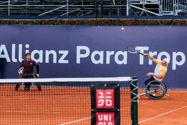 BMW Open München ATP, Tennis Herren 500; 18.04.2025 Allianz Para Trophy Christoph Wilke (Deutschland) und Nico Langmann (Österreich) im Doppel gegen Joachim Gerard (Belgien) und Maikel Scheffers (Niederlande) BMW Open by Bitpanda München ATP 500: Tag 7, München, MTTC Iphitos am 18.04.2025 Copyright: xBEAUTIFULxSPORTS Wunderlx