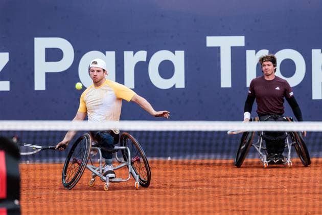 BMW Open München ATP, Tennis Herren 500; 18.04.2025 Allianz Para Trophy Christoph Wilke (Deutschland) und Nico Langmann (Österreich) im Doppel gegen Joachim Gerard (Belgien) und Maikel Scheffers (Niederlande) BMW Open by Bitpanda München ATP 500: Tag 7, München, MTTC Iphitos am 18.04.2025 Copyright: xBEAUTIFULxSPORTS Wunderlx