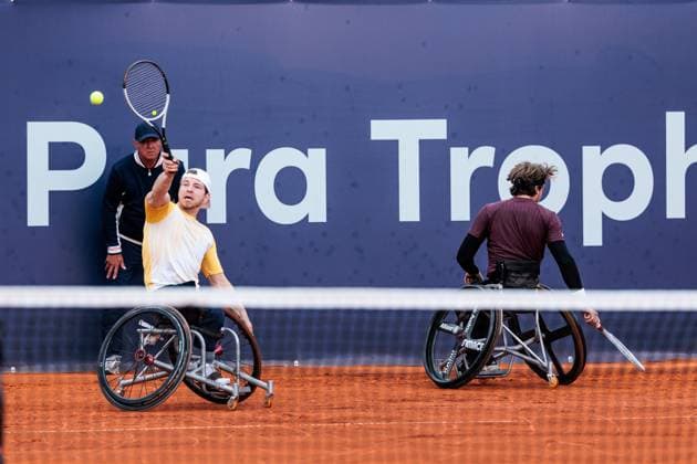 BMW Open München ATP, Tennis Herren 500; 18.04.2025 Allianz Para Trophy Christoph Wilke (Deutschland) und Nico Langmann (Österreich) im Doppel gegen Joachim Gerard (Belgien) und Maikel Scheffers (Niederlande) BMW Open by Bitpanda München ATP 500: Tag 7, München, MTTC Iphitos am 18.04.2025 Copyright: xBEAUTIFULxSPORTS Wunderlx