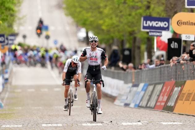 Alves Oliveira Ivo Emanuel Of Uae Team Emirates Xrg wins the final stage during the Giro d™Abruzzo, final stage from Corropoli to Isola del Gran Sasso (Santuario di San Gabriele (164 km) - Abruzzo, Italy - Friday, April 18, 2025. - cycling .  Copyright: xMassimoxPaolone LaPressex