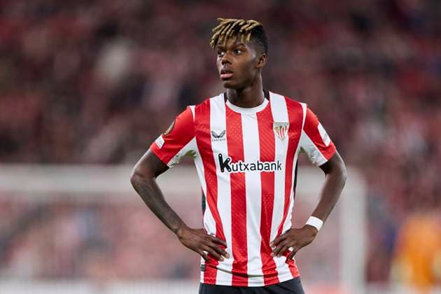 Athletic Club v Rangers FC - UEFA Europa League 2024 25 Quarter Final Second Leg Nico Williams of Athletic Club looks on during the UEFA Europa League match between Athletic Club and Rangers FC at San Mames on April 17, 2025, in Bilbao, Spain. Bilbao San Mames Basque Country Spain RL_ATHvRFC_EL_000073 Copyright: xRicardoxLarreinax