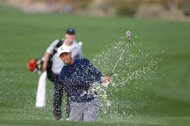 The 2015 Waste Management Phoenix Open Tiger Woods hits out of the bunker trap WM Phoenix Open 2015, TPC Scottsdale, Arizona, USA January 2015 Copyright: xMarkxNewcombex