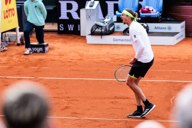 BMW Open München ATP, Tennis Herren 500; 18.04.2025 Alexander Zverev (Deutschland) jubelt nach dem Sieg im Match gegen Tallon Griekspoor (Niederlande) BMW Open by Bitpanda München ATP 500: Tag 7, München, MTTC Iphitos am 18.04.2025 Copyright: xBEAUTIFULxSPORTS Wunderlx
