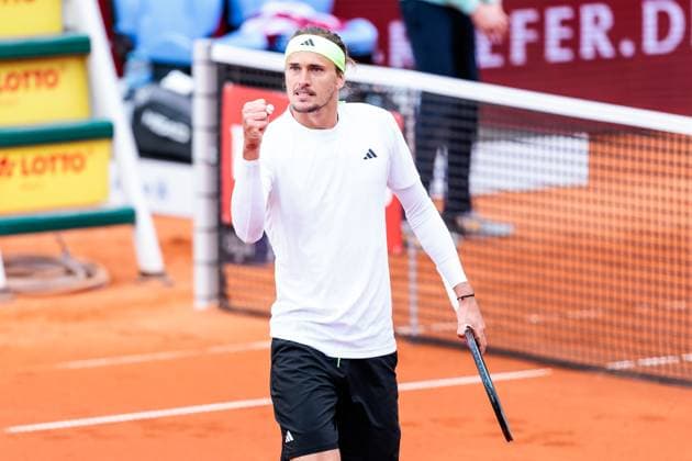 Sport Bilder des Tages BMW Open München ATP, Tennis Herren 500; 18.04.2025 Alexander Zverev (Deutschland) jubelt im Match gegen Tallon Griekspoor (Niederlande) BMW Open by Bitpanda München ATP 500: Tag 7, München, MTTC Iphitos am 18.04.2025 Copyright: xBEAUTIFULxSPORTS Wunderlx