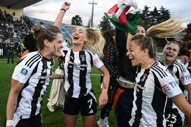 Db Biella 18 04 2025 - campionato di calcio serie A femminile Juventus-Milan foto Daniele Buffa Image nella foto: Alisha Debora Lehmann-Martina Rosucci-Cristiana Girelli 