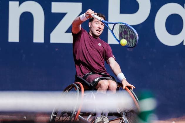 BMW Open München ATP, Tennis Herren 500; 19.04.2025 Allianz Para Trophy Finale Alfie Hewett (Grossbritannien) im Match gegen Gustavo Fernandez (Argentinien) BMW Open by Bitpanda München ATP 500: Tag 8, München, MTTC Iphitos am 19.04.2025 Copyright: xBEAUTIFULxSPORTS Wunderlx