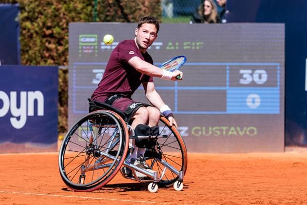 BMW Open München ATP, Tennis Herren 500; 19.04.2025 Allianz Para Trophy Finale Alfie Hewett (Grossbritannien) im Match gegen Gustavo Fernandez (Argentinien) BMW Open by Bitpanda München ATP 500: Tag 8, München, MTTC Iphitos am 19.04.2025 Copyright: xBEAUTIFULxSPORTS Wunderlx