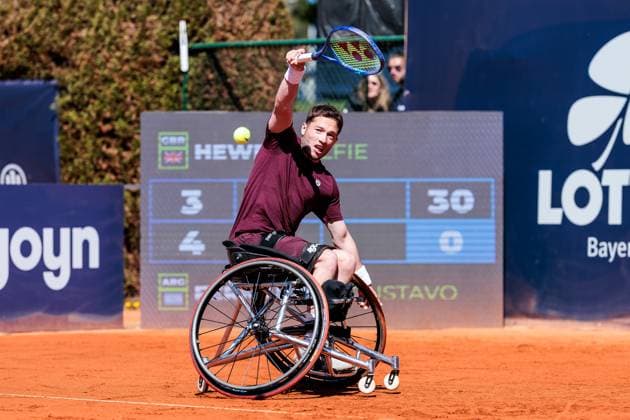 BMW Open München ATP, Tennis Herren 500; 19.04.2025 Allianz Para Trophy Finale Alfie Hewett (Grossbritannien) im Match gegen Gustavo Fernandez (Argentinien) BMW Open by Bitpanda München ATP 500: Tag 8, München, MTTC Iphitos am 19.04.2025 Copyright: xBEAUTIFULxSPORTS Wunderlx