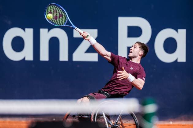 BMW Open München ATP, Tennis Herren 500; 19.04.2025 Allianz Para Trophy Finale Alfie Hewett (Grossbritannien) im Match gegen Gustavo Fernandez (Argentinien) BMW Open by Bitpanda München ATP 500: Tag 8, München, MTTC Iphitos am 19.04.2025 Copyright: xBEAUTIFULxSPORTS Wunderlx