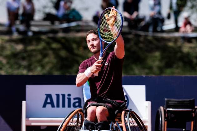 Sport Bilder des Tages BMW Open München ATP, Tennis Herren 500; 19.04.2025 Allianz Para Trophy Finale Alfie Hewett (Grossbritannien) jubelt nach dem Sieg im Match gegen Gustavo Fernandez (Argentinien) BMW Open by Bitpanda München ATP 500: Tag 8, München, MTTC Iphitos am 19.04.2025 Copyright: xBEAUTIFULxSPORTS Wunderlx